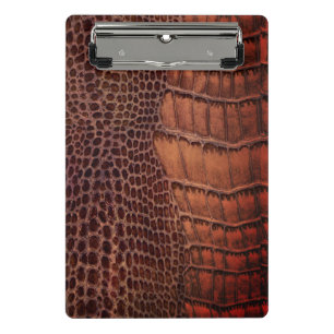 Mahogany Alligator Classic Reptile Leder (Imitate) Mini Klemmbrett
