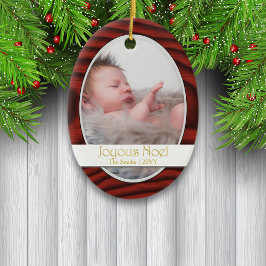 Mahogany Border Foto Holiday Keramik Ornament