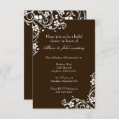 Mahogany Floral Wirbel Bridal Dusche Einladung (Vorne/Hinten)