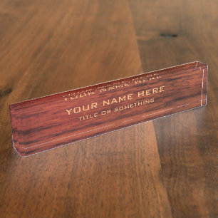 Mahogany-Holzdruck Namensplakette