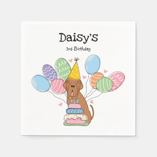 Mahogany Neapolitan Mastiff Dog Birthday Party Serviette (Vorderseite)