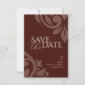 Mahogany Red Classic Damask Elegantes Foto Hochzei Save The Date (Vorderseite)