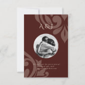 Mahogany Red Classic Damask Elegantes Foto Hochzei Save The Date (Rückseite)