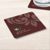 Mahogany Red Classic Minimal Damask Foto Hochzeit Rechteckiger Pappuntersetzer (angewinkelt)