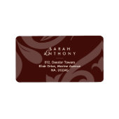 Mahogany Red Damask Classic Wedding Address Label Adressaufkleber (Vorne)
