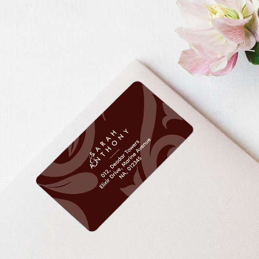 Mahogany Red Damask Classic Wedding Address Label Adressaufkleber