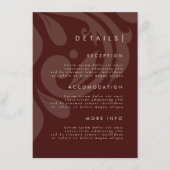 Mahogany Red Damask Stilvolle Details zur Hochzeit Begleitkarte (Vorderseite)