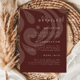 Mahogany Red Damask Stilvolle Details zur Hochzeit Begleitkarte
