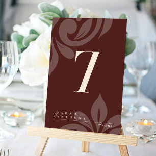 Mahogany Red Elegante Damask Tischnummer Card