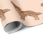 Mahogany Red Golden Retriever Cartoon Dog Muster Geschenkpapier (Rolleneckpunkt)