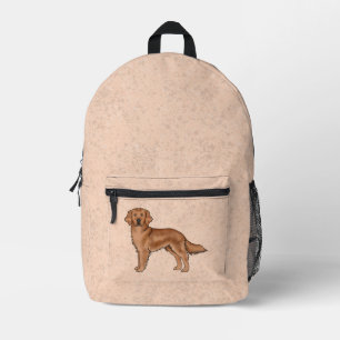 Mahogany Red Golden Retriever Niedlich Cartoon Dog Bedruckter Rucksack