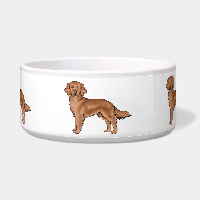 Mahogany Red Golden Retriever Niedlich Cartoon Hun Napf (Vorderseite)