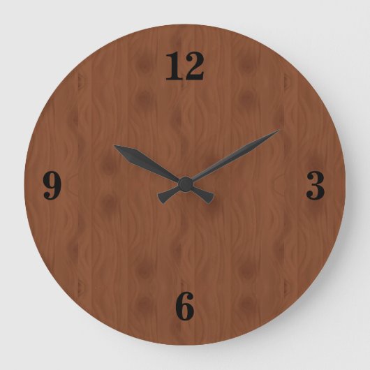 Mahogany Red Wood Grain Illustration Große Wanduhr (Vorderseite)