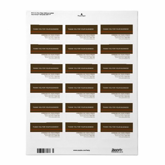 Mahogany Stripes Business-Dankeschön-Label Adressaufkleber (Vorne)