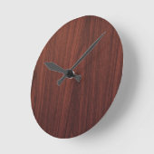 Mahogany Wood Texture Runde Wanduhr (Winkel)