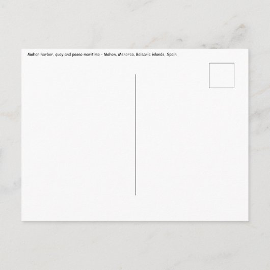 Mahon und Paseo maritimo - Menorca, Spanien Postkarte (Rückseite)