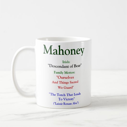 Mahoney Wappen Kaffeetasse (Links)