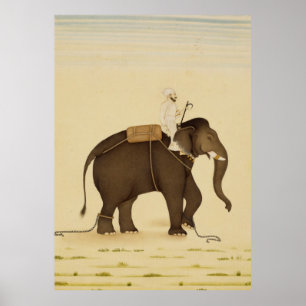 Mahout Riding an Elephant Painting (18. Jahrhunder Poster