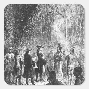 Mährische Missionare unter den Amerikanischen Urei Quadratischer Aufkleber