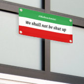 MahsaAmini - Wir werden nicht die Klappe halten Banner (Äußeres Gebäude)