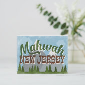 Mahwah New Jersey Fun Retro Snowy Mountains Postkarte (Stehend Vorderseite)