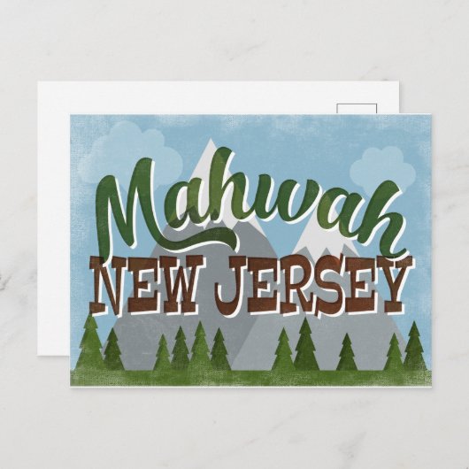 Mahwah New Jersey Fun Retro Snowy Mountains Postkarte (Vorne/Hinten)