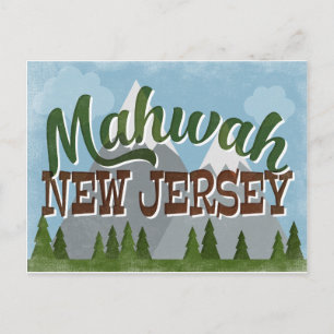 Mahwah New Jersey Fun Retro Snowy Mountains Postkarte