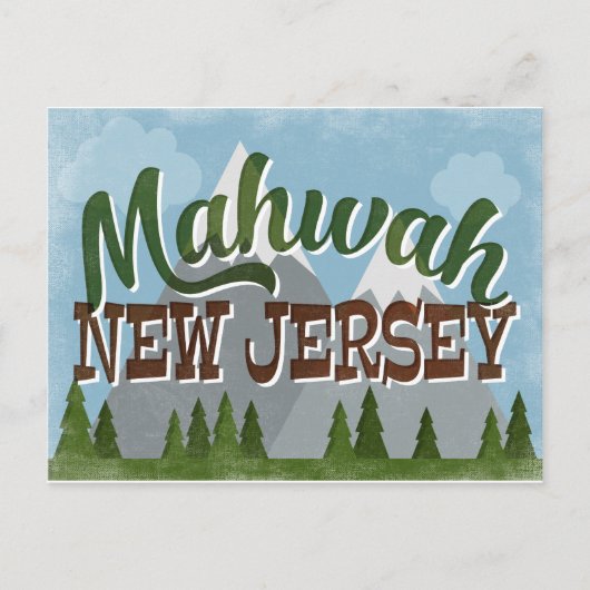 Mahwah New Jersey Fun Retro Snowy Mountains Postkarte (Vorderseite)