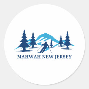 Mahwah New Jersey Skigebiet Skifahren Skifahrer Runder Aufkleber
