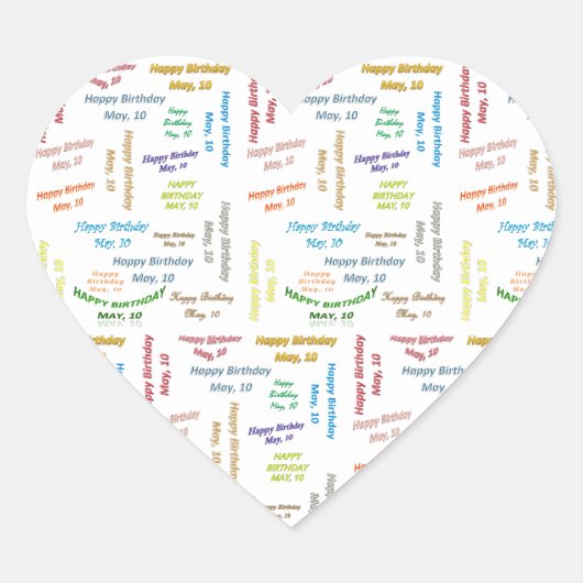 Mai, 10 Geburtstag Herz-Aufkleber (Vorderseite)