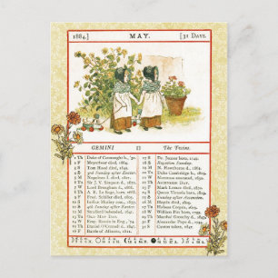 Mai 1884 Almanac Zwillinge Postkarte