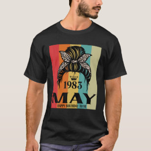 Mai 1983 Geburtstag Mädchen Messy Bun Happy Geburt T-Shirt