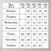 Mai 2014 Kalenderwochen Poster (Vorne)