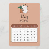 Mai 2024 Stand-Alone Cat and Pflanze Kalender Menükarte (Vorderseite)