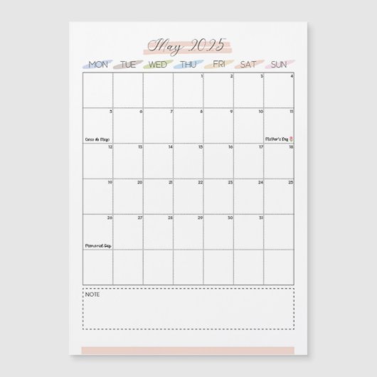 Mai 2025 Magnetkalender Magnetkarte (Vorderseite)