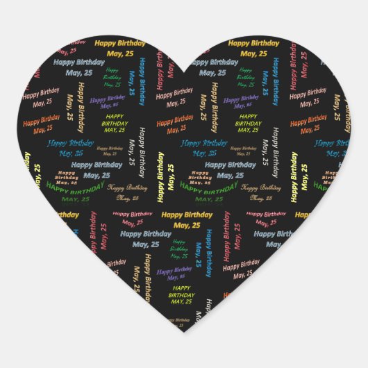 Mai, 25 Geburtstag Herz-Aufkleber (Vorderseite)