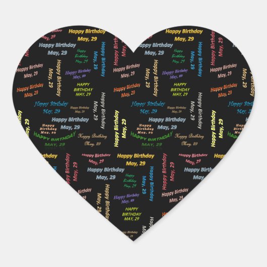 Mai, 29 Geburtstagsticker Herz-Aufkleber (Vorderseite)