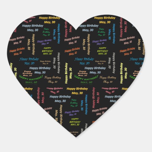 Mai, 30 Geburtstag Herz-Aufkleber (Vorderseite)