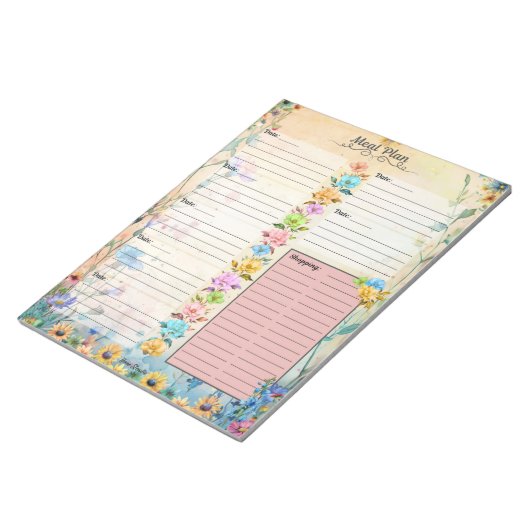 Mai Blume 7 Tage Essensplaner Notizblock (angewinkelt)
