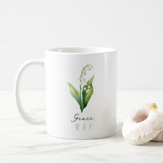 Mai Geburtsmonat Blume mit Name - Lily of the Vall Kaffeetasse