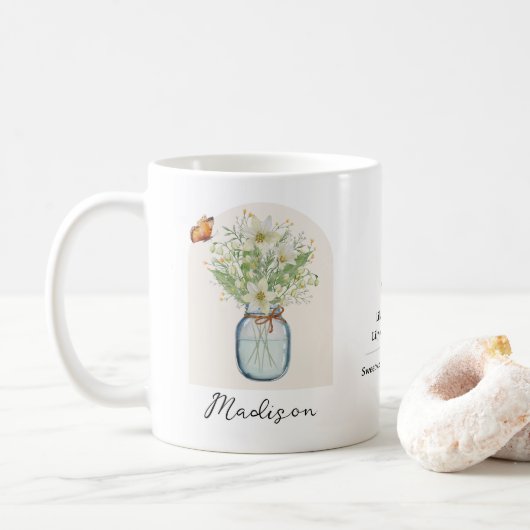 Mai-Geburtsmonats-Blumen-Tasse Kaffeetasse (Mit Donut)