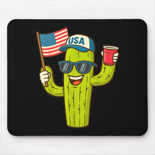 Mai lustig cool Friede Kaktus US-Flagge 4. Juli Mousepad (Vorne)