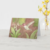 Mai; Maiglöckchen & Kolibri; Begrüßung Karte (Gelbe Blume)