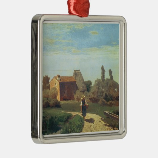 Mai-Morgen (Öl auf Leinwand) Silbernes Ornament (Rechts)