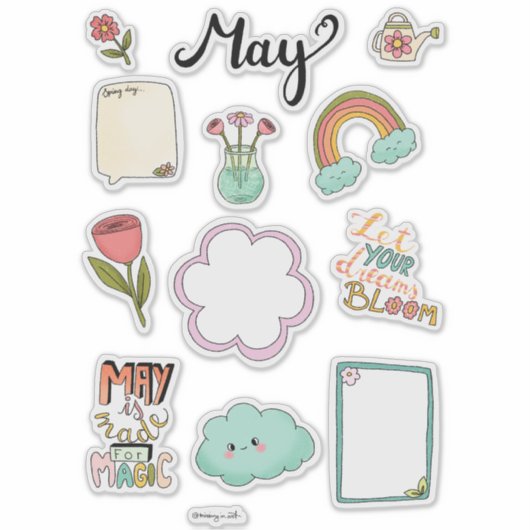 Mai-Stickerbogen – Frisch & Hell Aufkleber (Vorderseite)