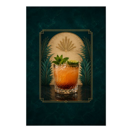 Mai Tai Art Deco Poster | Bar Kunst (Vorderseite)