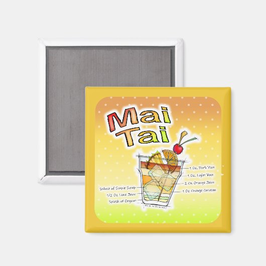 MAI TAI COCKTAIL RECIPART MAGNET (Vorderseite/Rückseite)