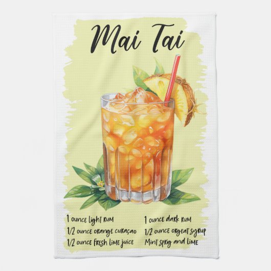 Mai Tai Cocktail Rezept Geschirrtuch (Vertikal)