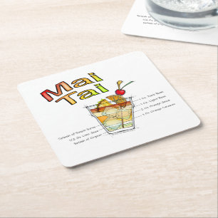 MAI TAI COCKTAIL-REZEPT KUNST RECHTECKIGER PAPPUNTERSETZER
