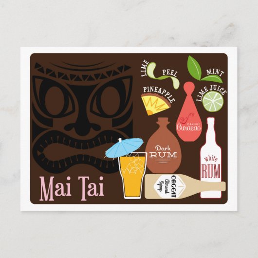 Mai Tai Tiki Bar Cocktail Postkarte (Vorderseite)